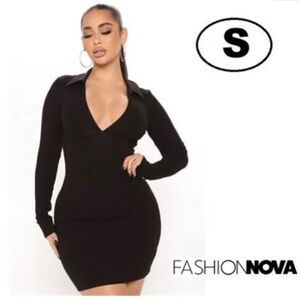Nwt - Fashion Nova in New York Ribbed Mini Dress - Black. Size: S.